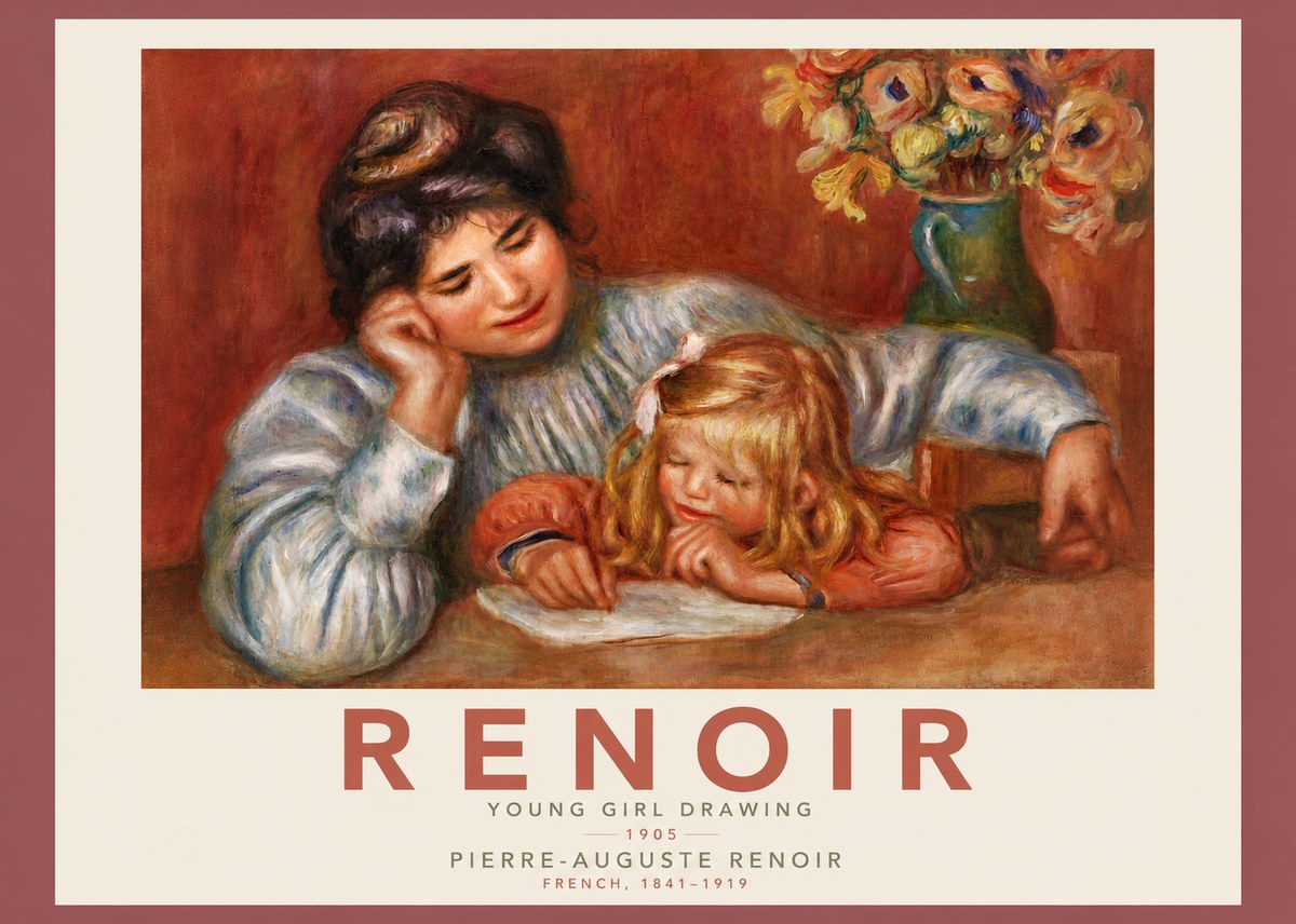 Renoir Young Girl Drawing No4 - Juliste