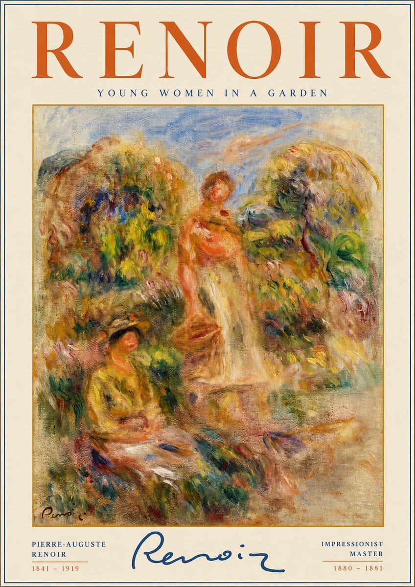 Renoir Young Women in a Garden No2 - Juliste