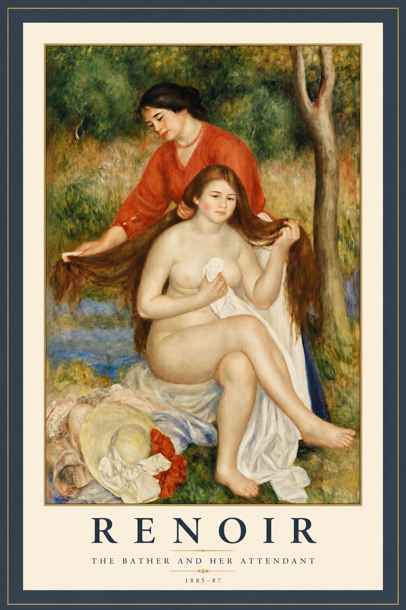 Renoir The Bather and Her Attendant No2 - Juliste