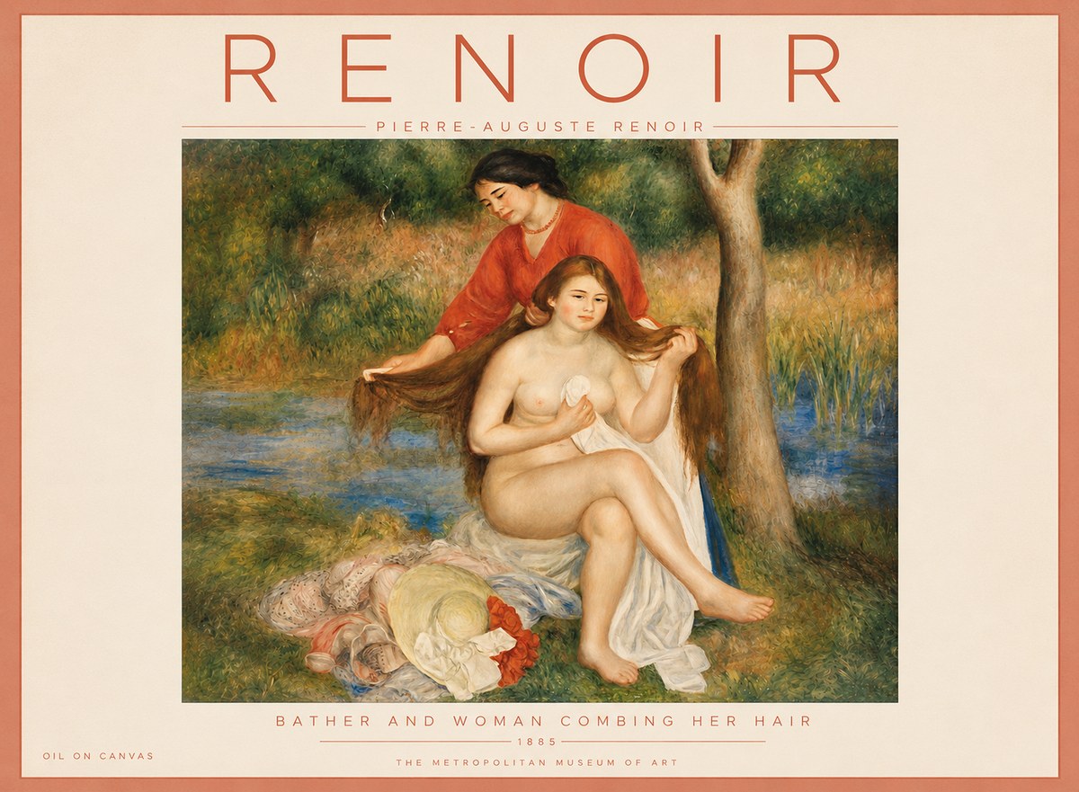 Renoir The Bather and Her Attendant No5 - Juliste