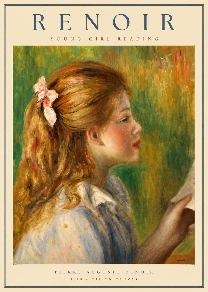 Renoir Young Girl Reading II No2 - Juliste