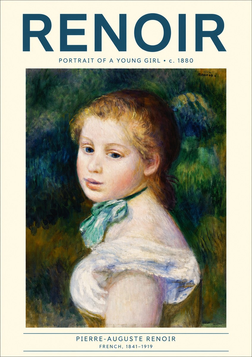 Renoir Young Girl with a Green Ribbon No3 - Juliste