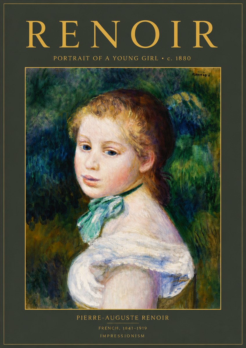 Renoir Young Girl with a Green Ribbon No5 - Juliste