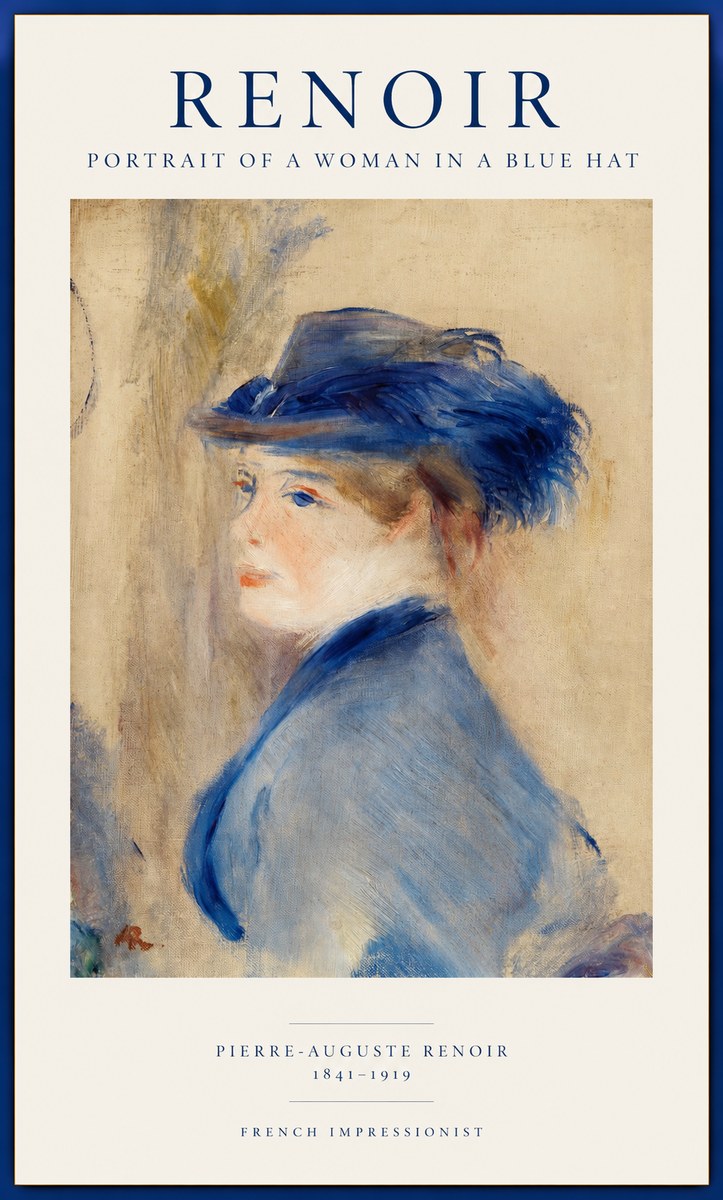 Renoir Portrait of a Woman in a Blue Hat No1 - Juliste