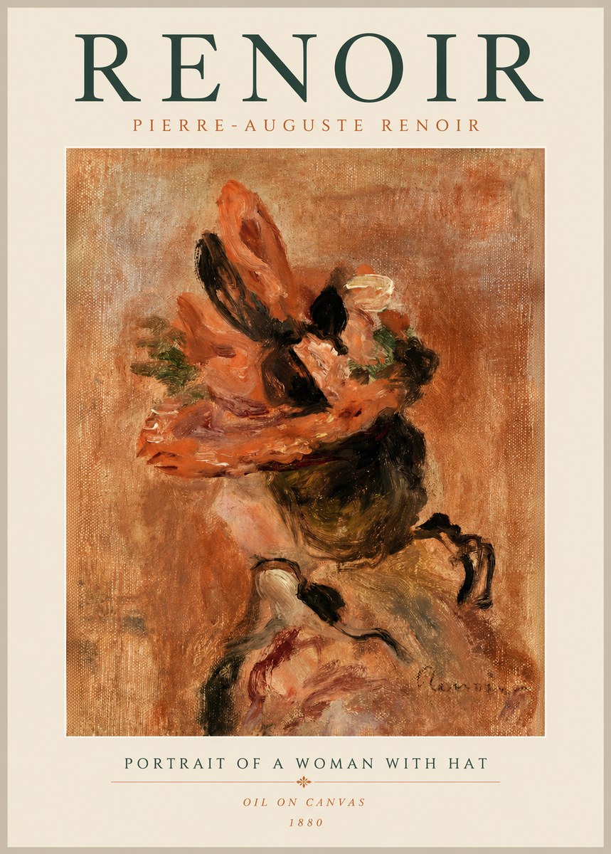 Renoir Portrait of a Woman with Hat No2 - Juliste