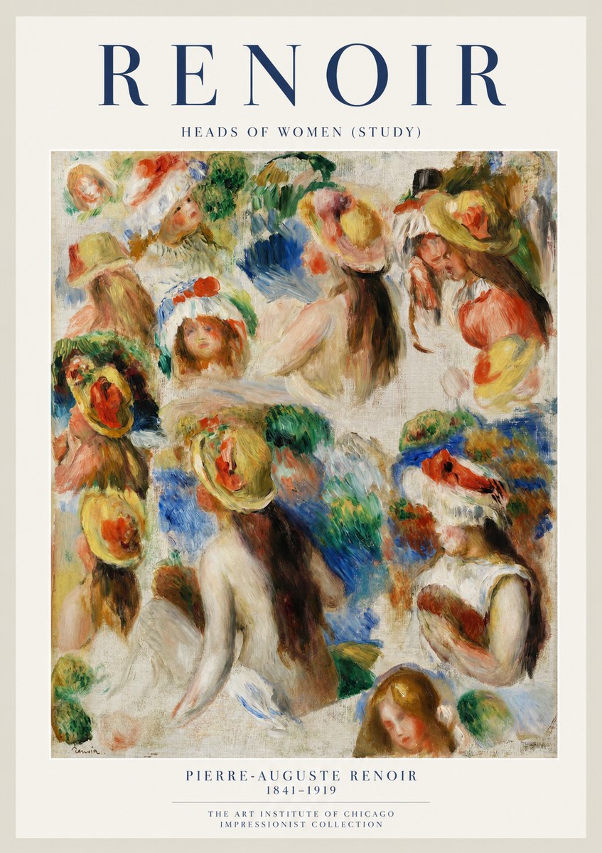 Renoir Heads of Women (Study) No1 - Juliste