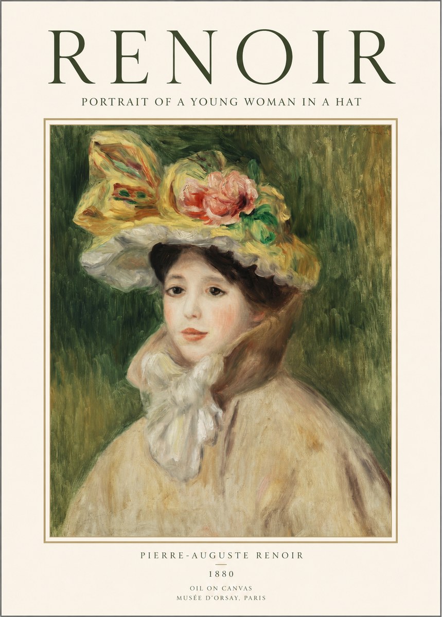 Renoir Portrait of a Young Woman in a Hat No1 - Juliste