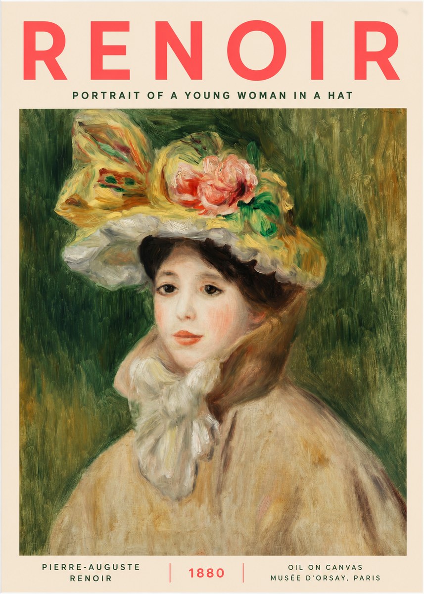 Renoir Portrait of a Young Woman in a Hat No2 - Juliste