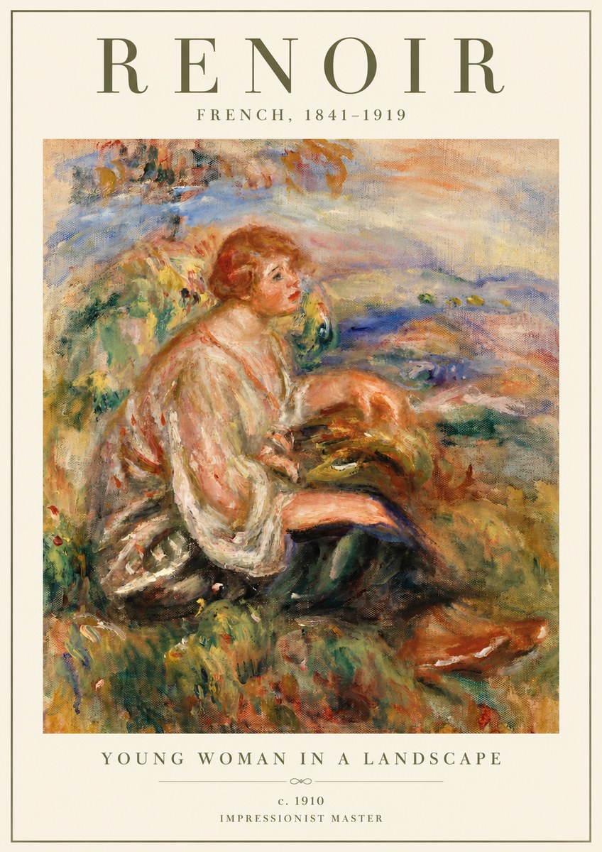 Renoir Young Woman in a Landscape No2 - Juliste