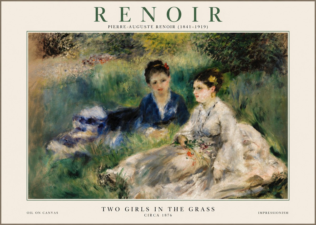 Renoir Two Girls in the Grass No2 - Juliste