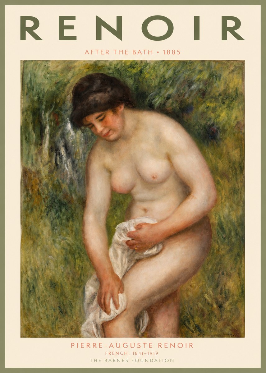Renoir After the Bath No2 - Juliste