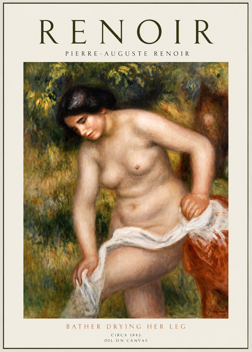 Renoir Bather Drying Her Leg No1 - Juliste