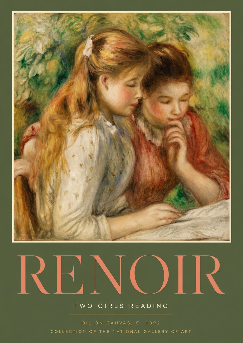Renoir Two Girls Reading No2 - Juliste