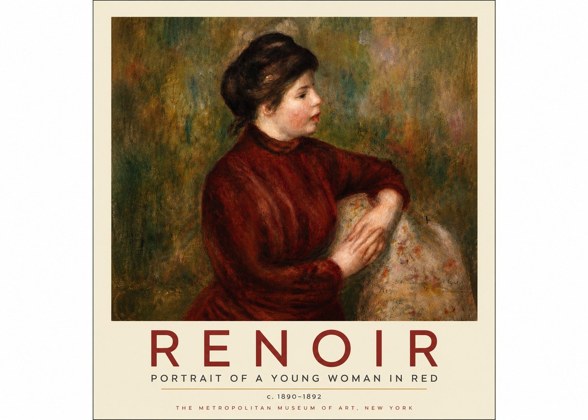 Renoir Young Woman in Red No3 - Juliste