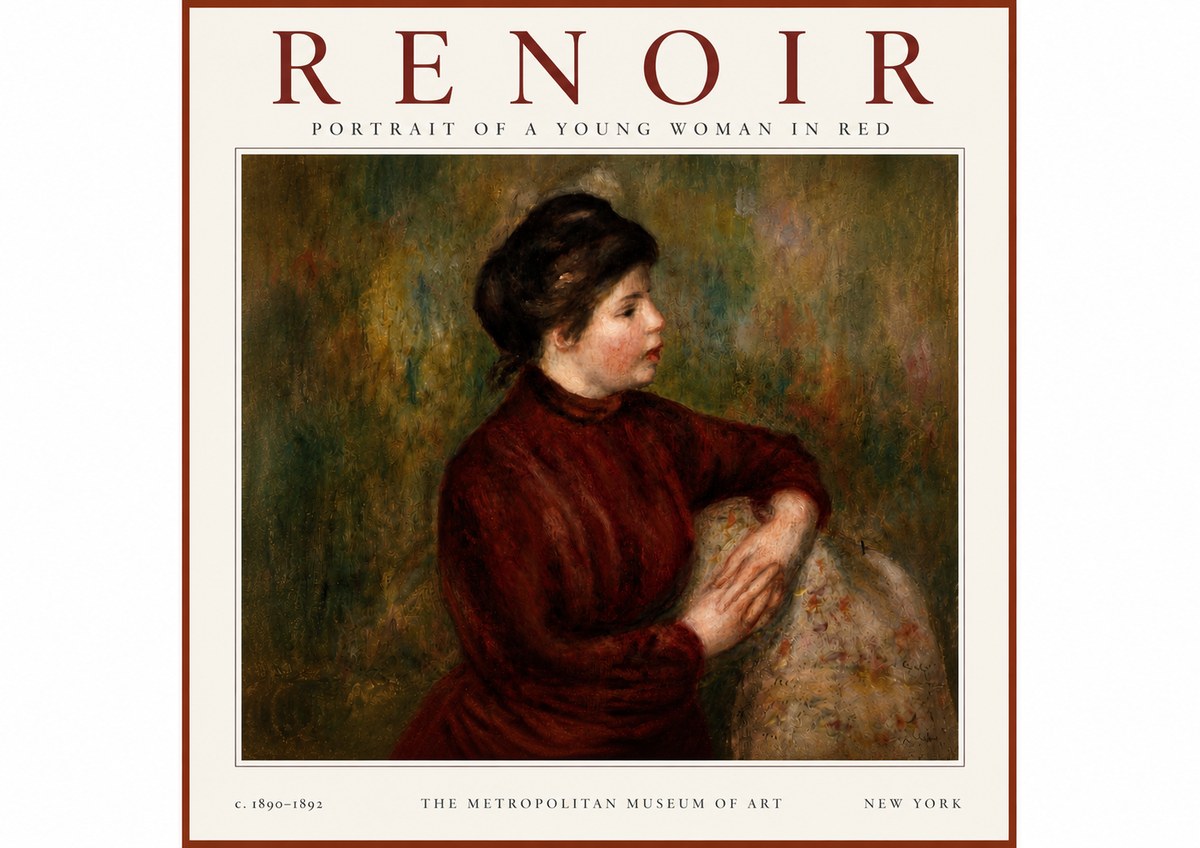 Renoir Young Woman in Red No4 - Juliste