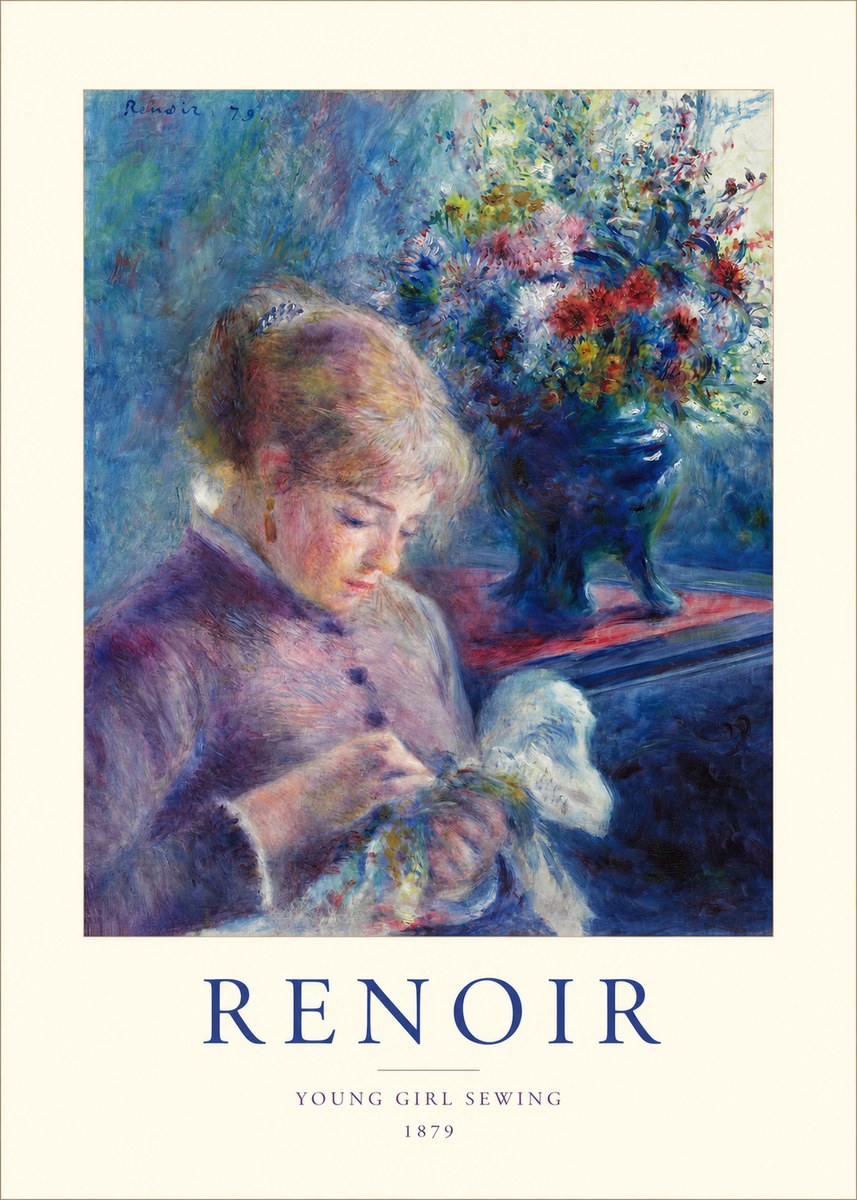 Renoir Young Girl Sewing No1 - Juliste