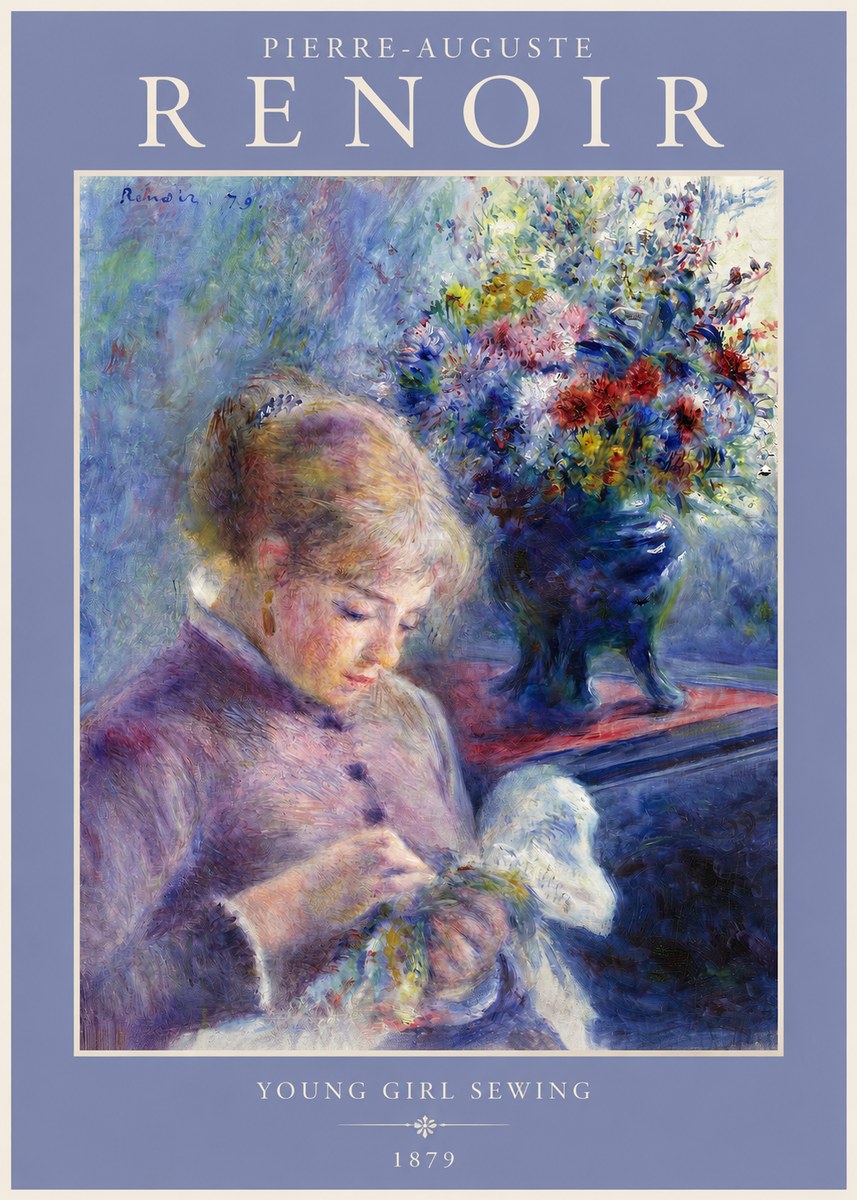 Renoir Young Girl Sewing No2 - Juliste