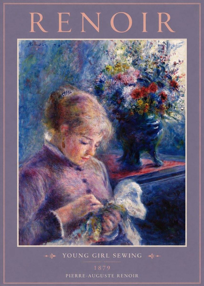 Renoir Young Girl Sewing No4 - Juliste