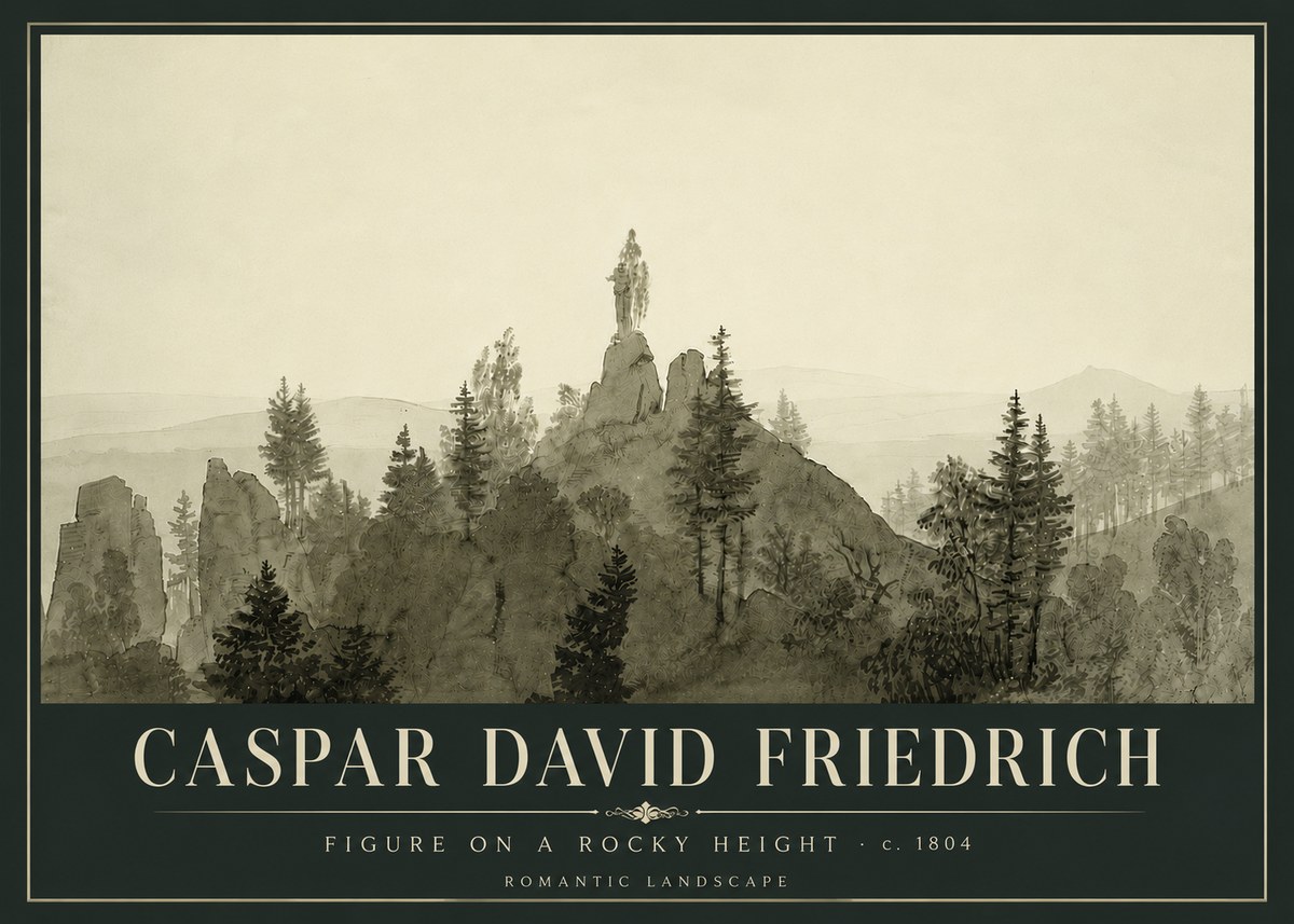 Caspar David Friedrich Figure on a Rocky Height No6 - Juliste