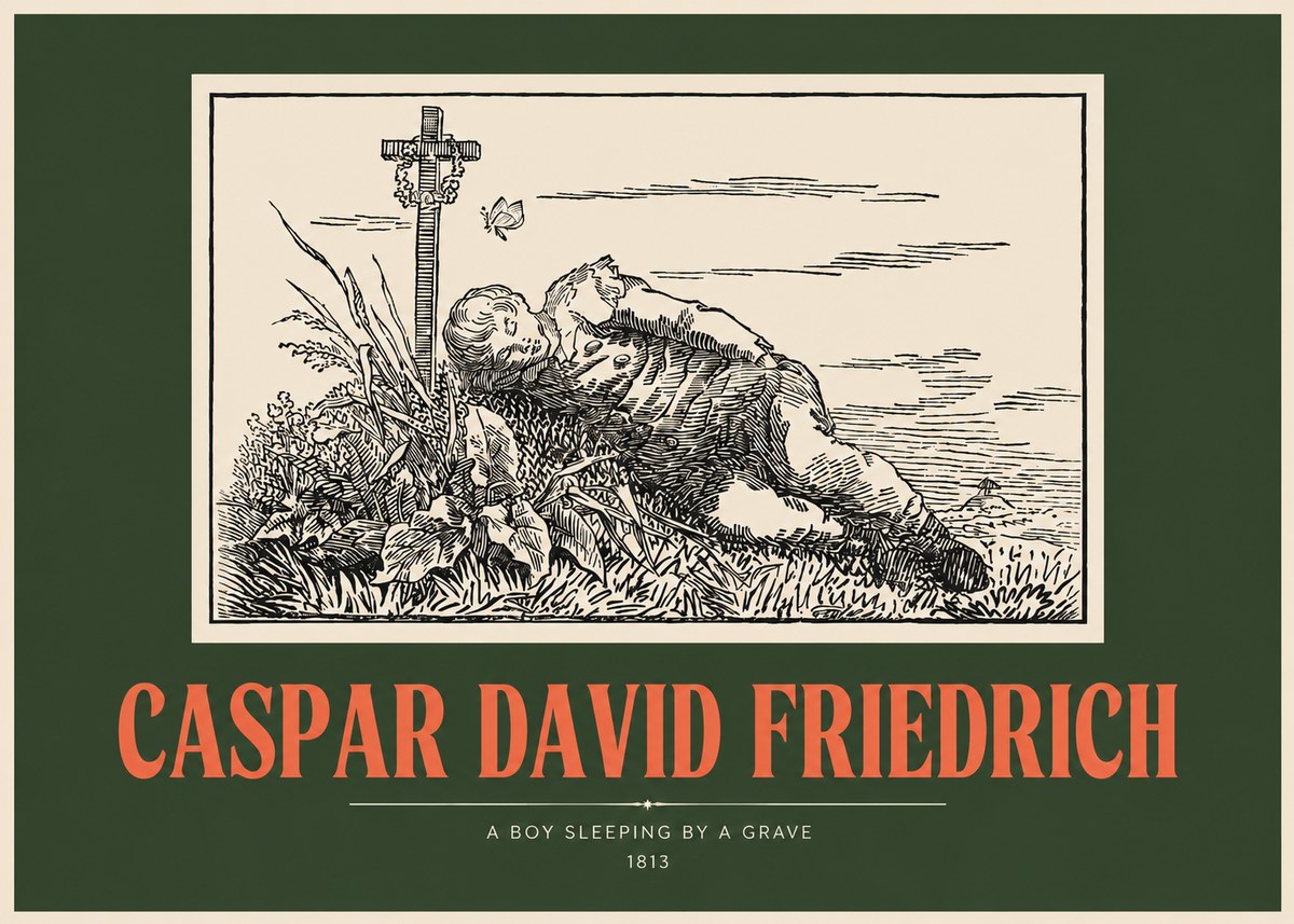 Caspar David Friedrich A Boy Sleeping by a Grave No2 - Juliste