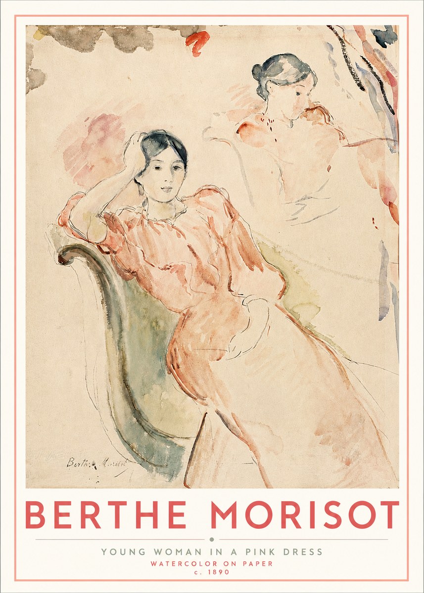 Berthe Morisot Young Woman in a Pink Dress II No3 - Juliste