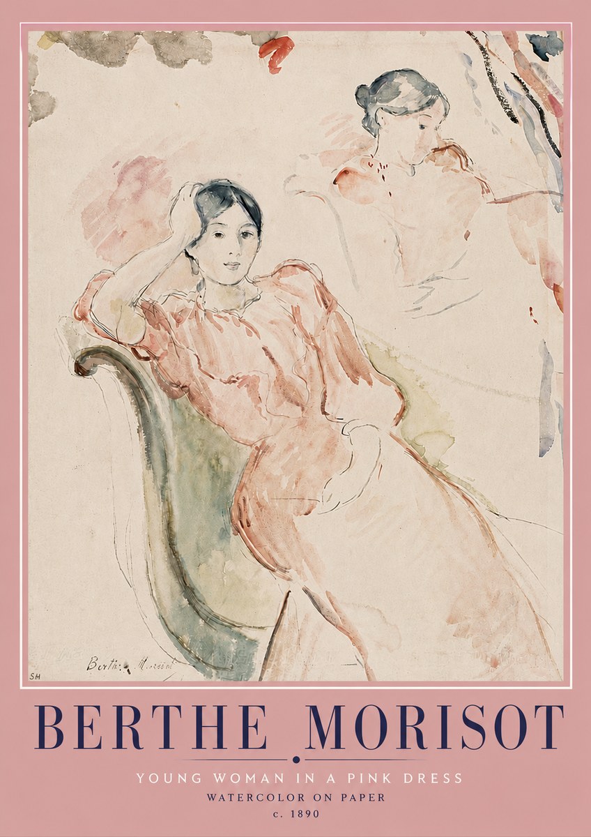Berthe Morisot Young Woman in a Pink Dress II No4 - Juliste