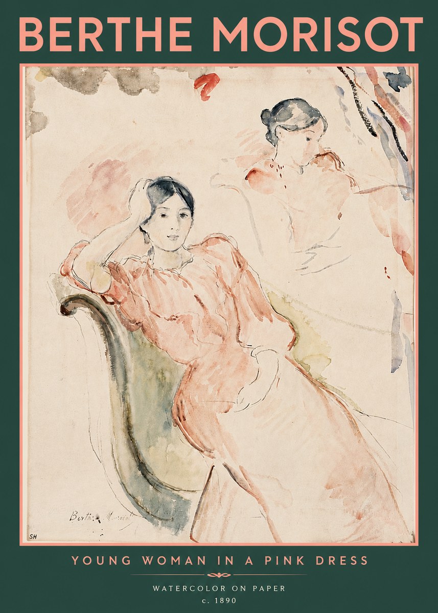 Berthe Morisot Young Woman in a Pink Dress II No5 - Juliste