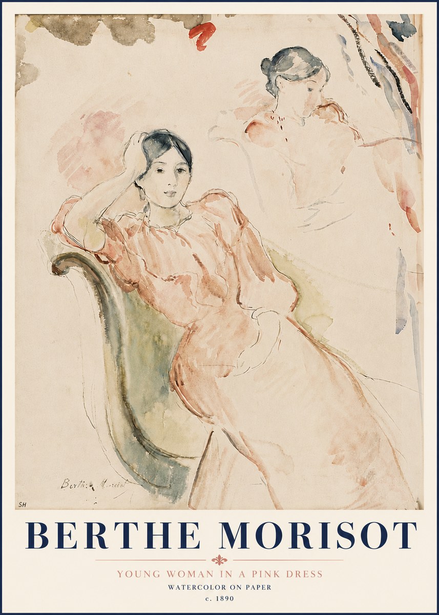Berthe Morisot Young Woman in a Pink Dress II No6 - Juliste