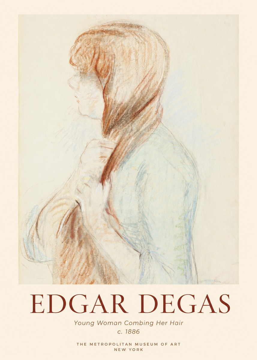 Edgar Degas Young Woman Combing Her Hair No1 - Juliste