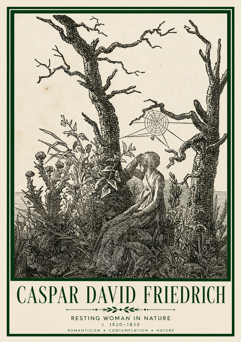 Caspar David Friedrich Resting Woman in Nature No3 - Juliste