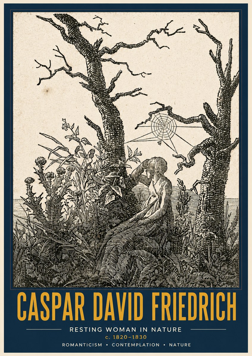 Caspar David Friedrich Resting Woman in Nature No4 - Juliste