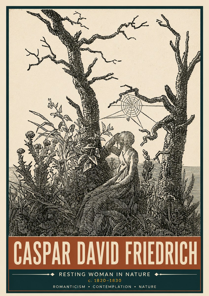 Caspar David Friedrich Resting Woman in Nature No5 - Juliste