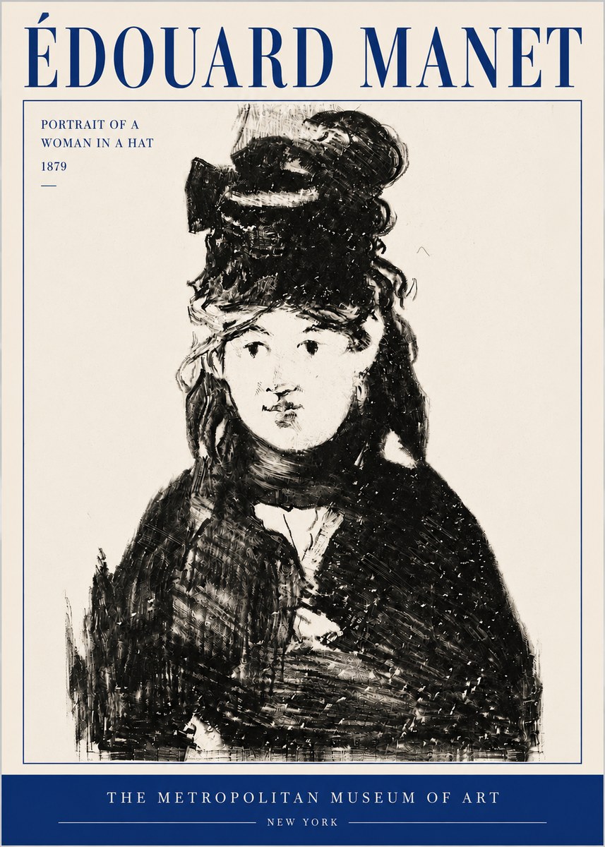 Édouard Manet Portrait of a Woman in a Hat No4 - Juliste