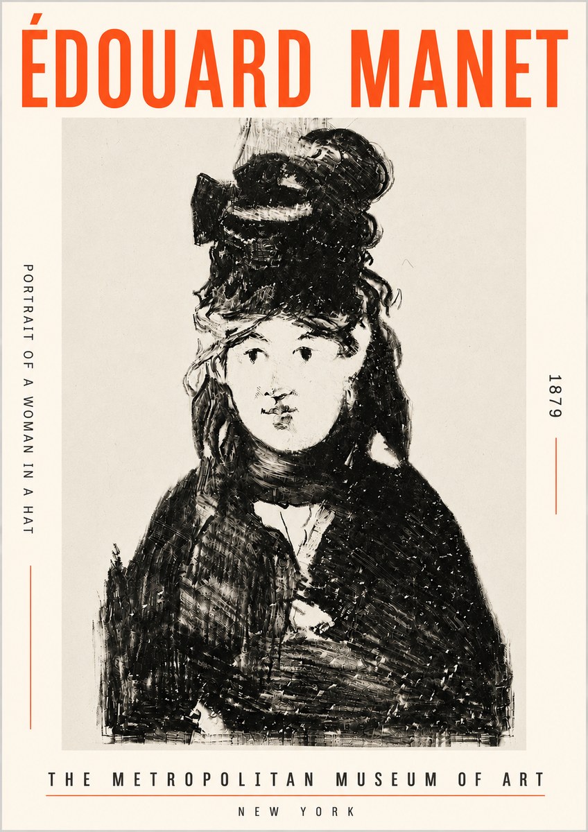 Édouard Manet Portrait of a Woman in a Hat No5 - Juliste