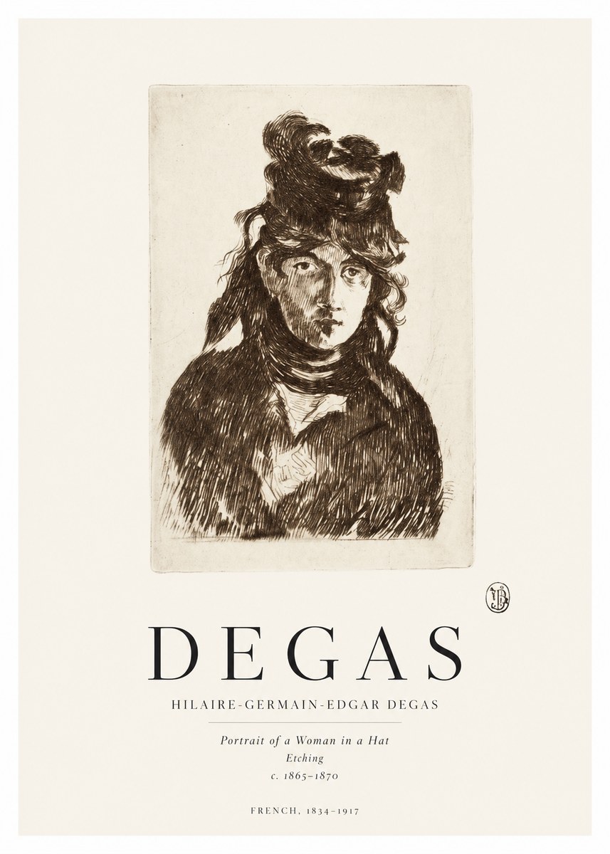 Edgar Degas Portrait of a Woman in a Hat No1 - Juliste