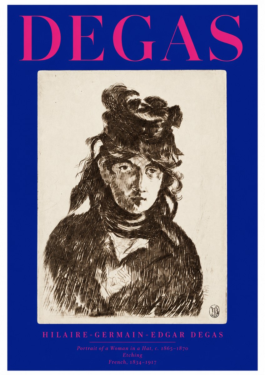 Edgar Degas Portrait of a Woman in a Hat No2 - Juliste