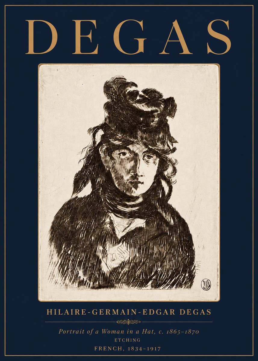 Edgar Degas Portrait of a Woman in a Hat No6 - Juliste