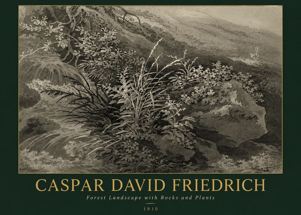 Caspar David Friedrich Forest Landscape with Rocks and Plants No3 - Juliste