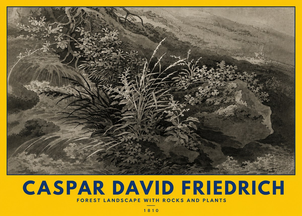 Caspar David Friedrich Forest Landscape with Rocks and Plants No5 - Juliste