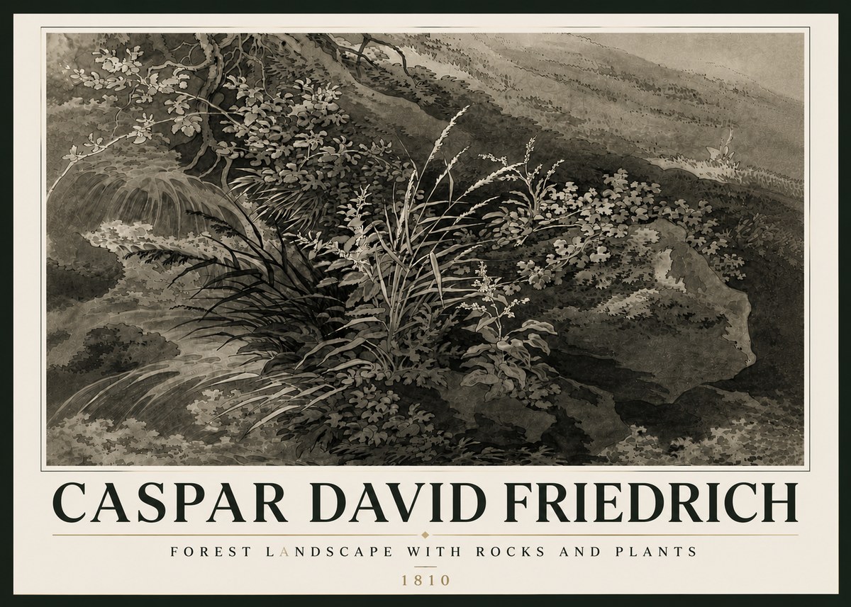 Caspar David Friedrich Forest Landscape with Rocks and Plants No6 - Juliste