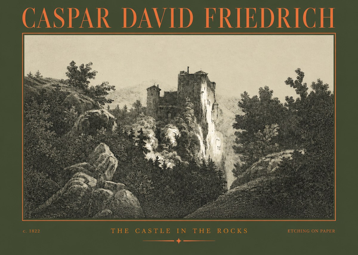 Caspar David Friedrich The Castle in the Rocks No2 - Juliste