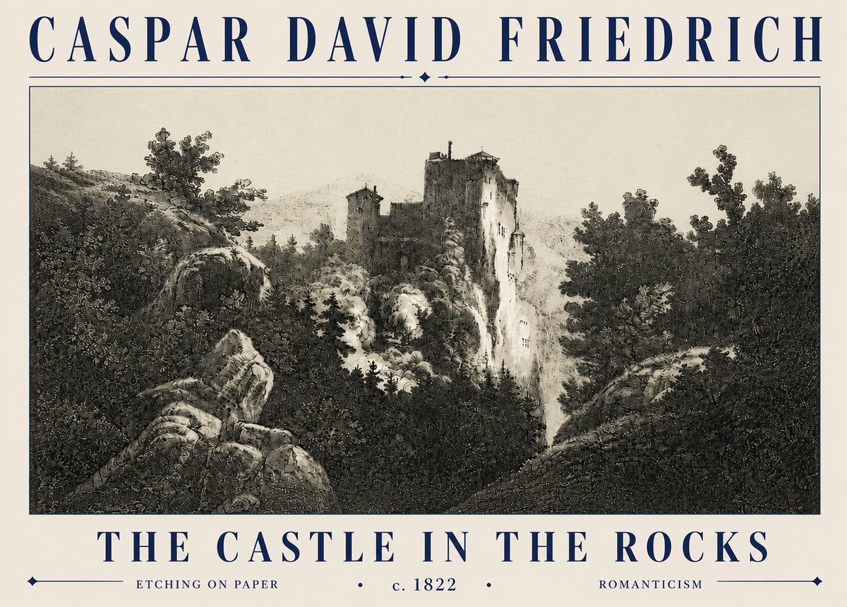 Caspar David Friedrich The Castle in the Rocks No6 - Juliste