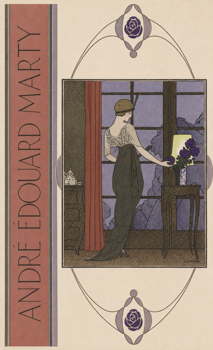 André Édouard Marty Lady at the Window with Roses No2 - Juliste