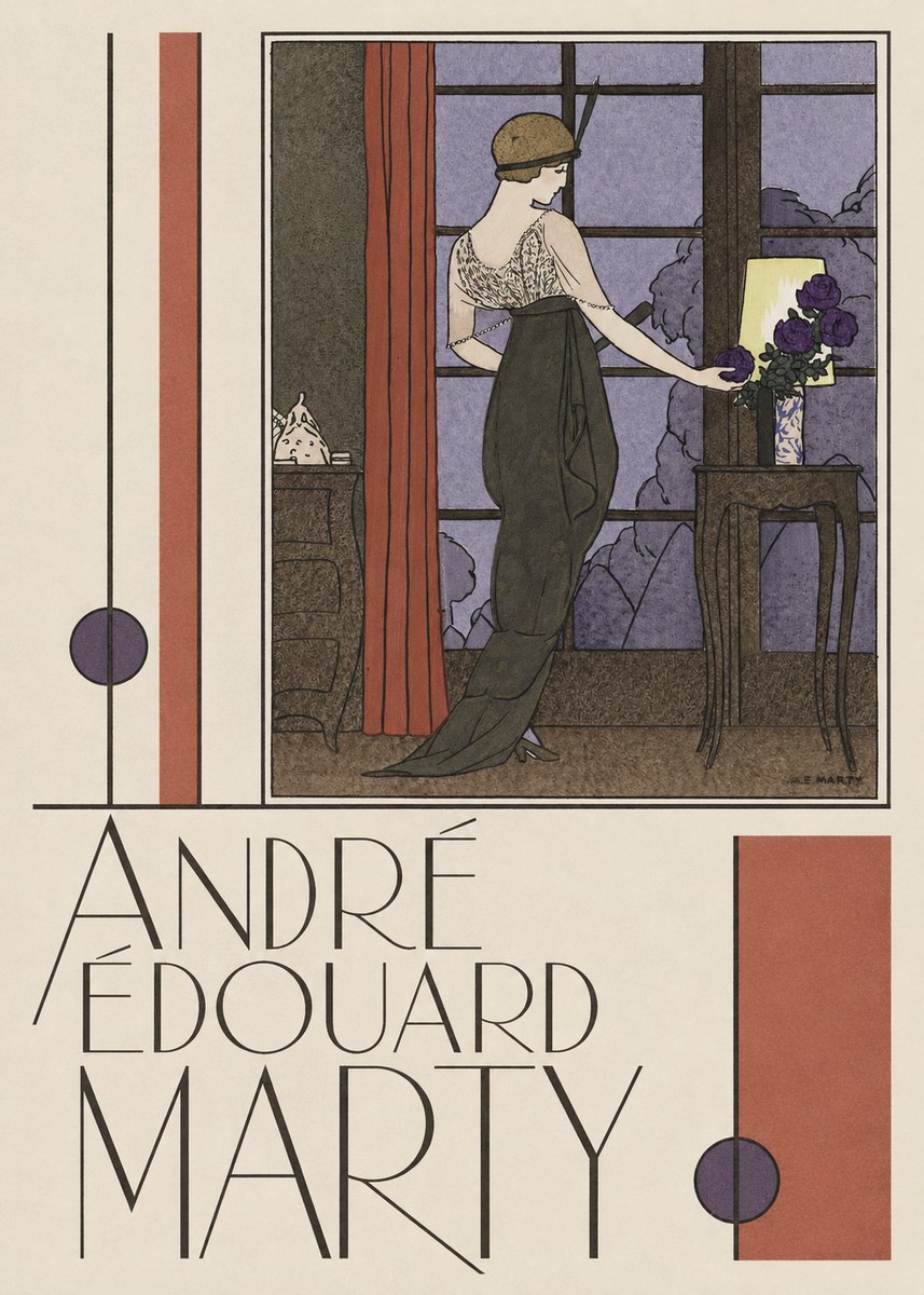 André Édouard Marty Lady at the Window with Roses No3 - Juliste