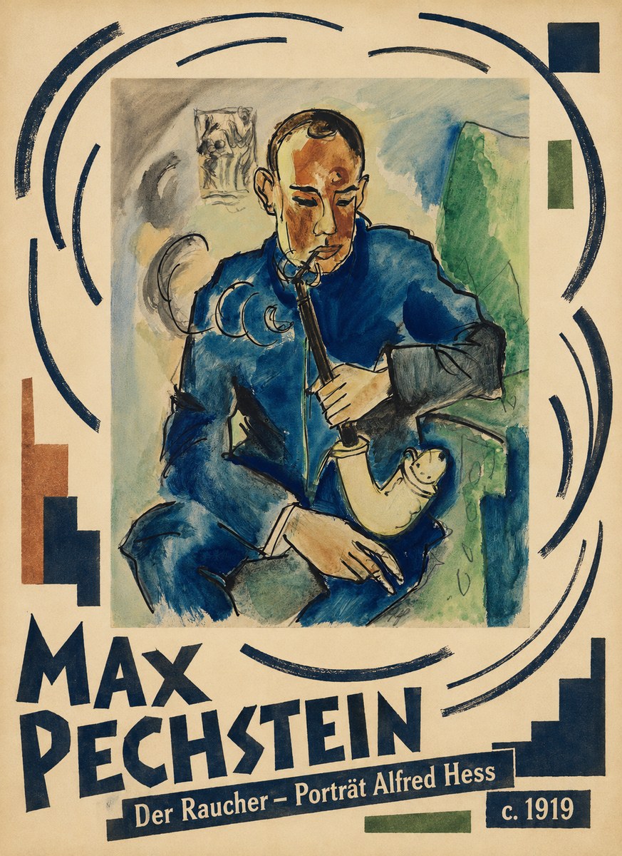 Max Pechstein Der Raucher – Porträt Alfred Hess No6 - Juliste