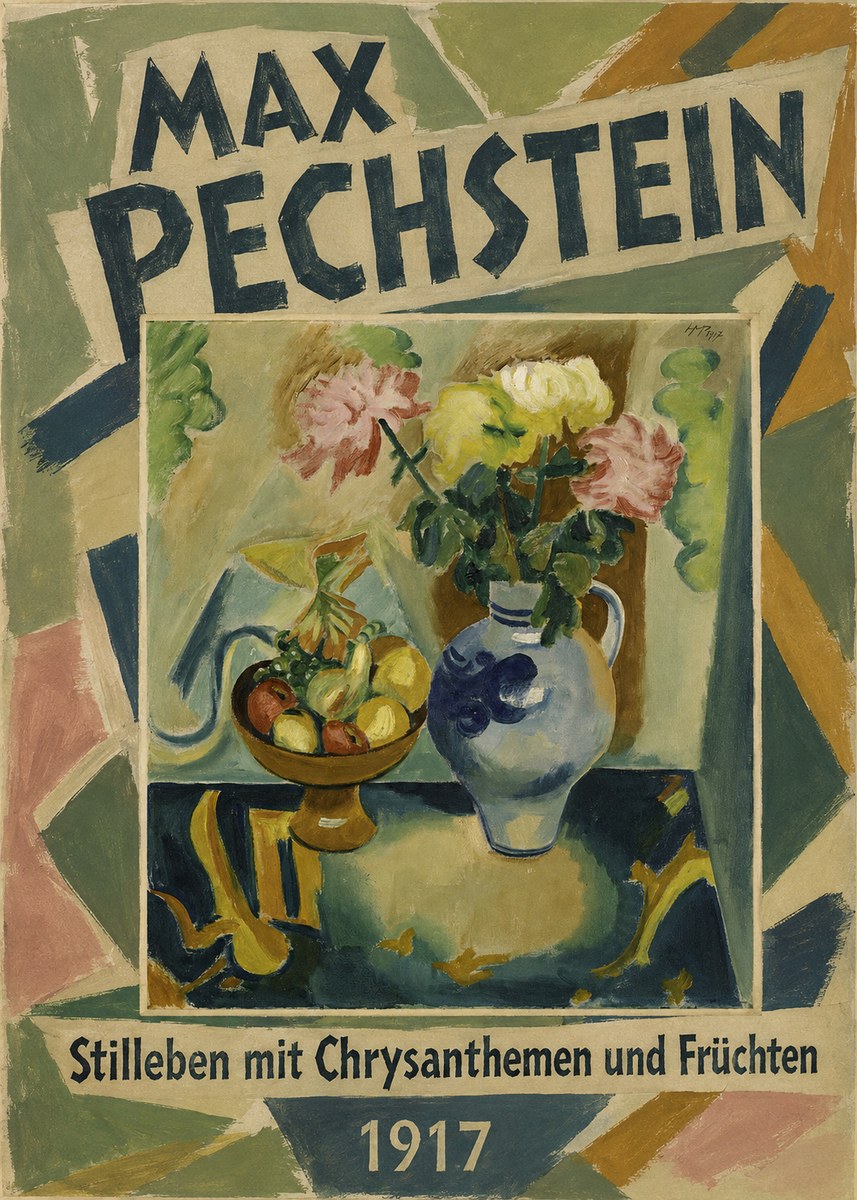 Max Pechstein Stilleben Mit Chrysanthemen Und Früchten No1 - Juliste