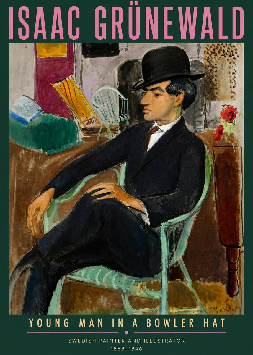 Isaac Grünewald Young Man in a Bowler Hat No3 - Juliste