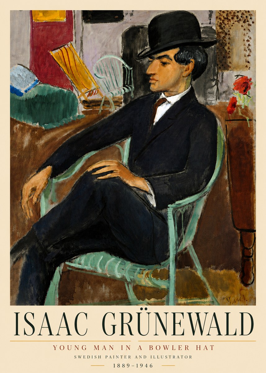 Isaac Grünewald Young Man in a Bowler Hat No4 - Juliste