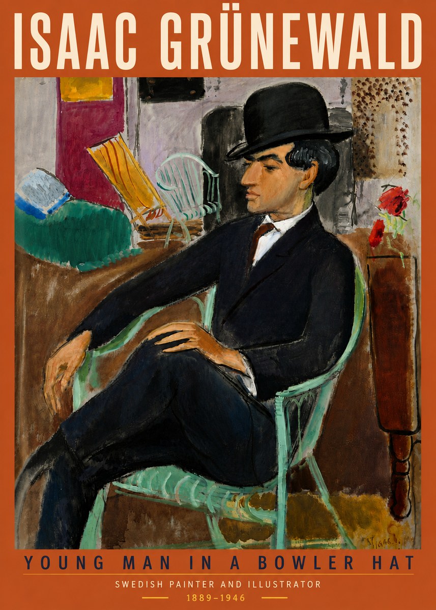 Isaac Grünewald Young Man in a Bowler Hat No5 - Juliste