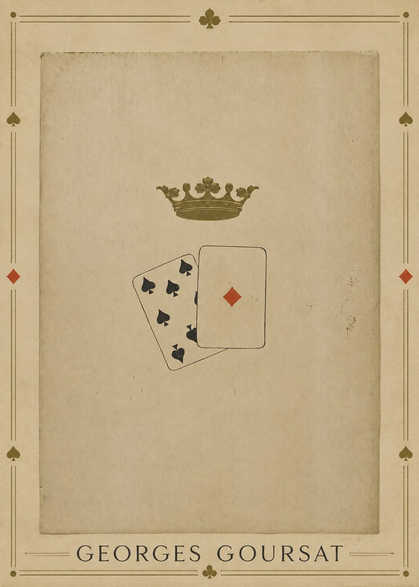 Georges Goursat Crown and Playing Cards No1 - Juliste